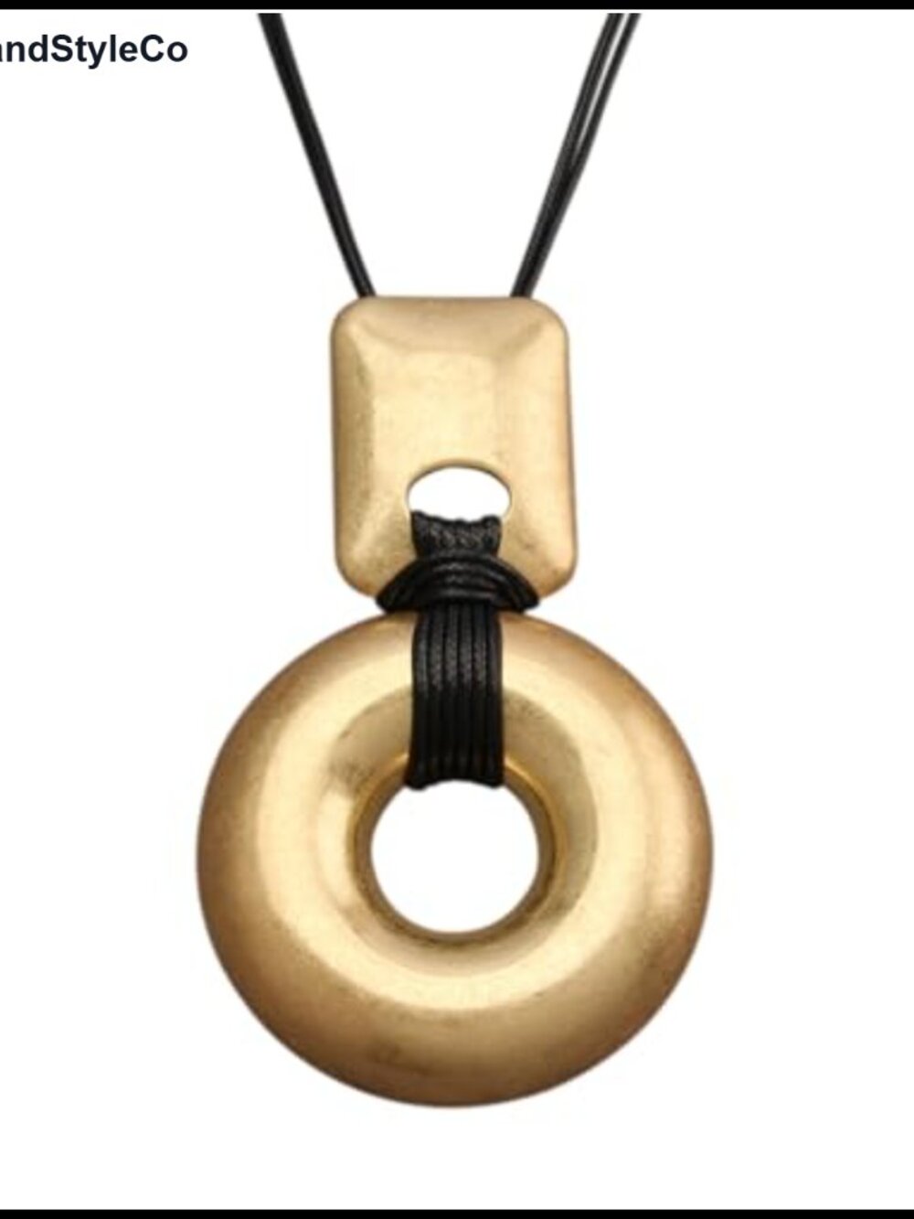 Leather Necklace Women Large Pendant Long Circle Choker Vintage Sweater